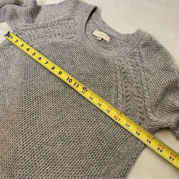 LOFT Pullover Crewneck Knit Sweater Women Size M Cotton Wool Blend Knit Gray - Picture 11 of 12
